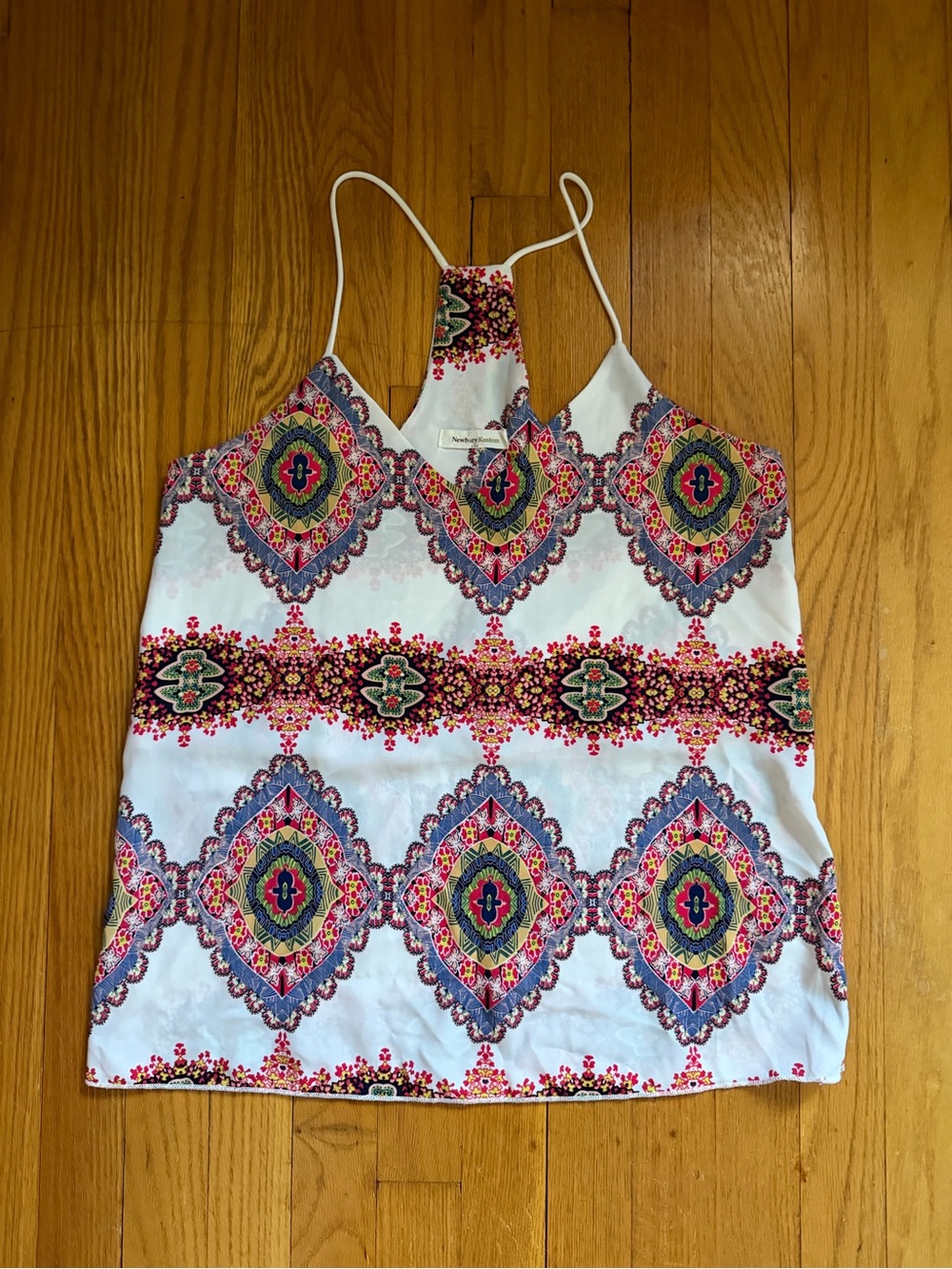 Newbury Kustom White Tank Top with Multicolor Medallion Print